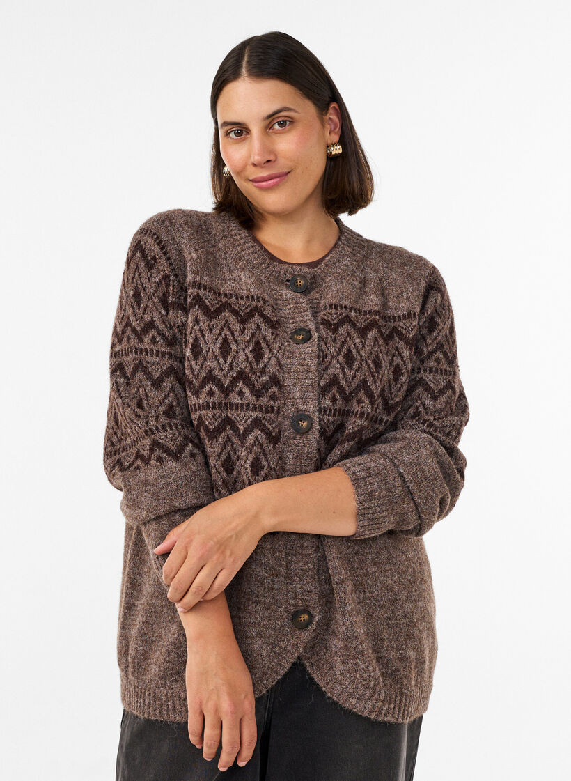 Vest met jacquardpatroon, Bruin, Model