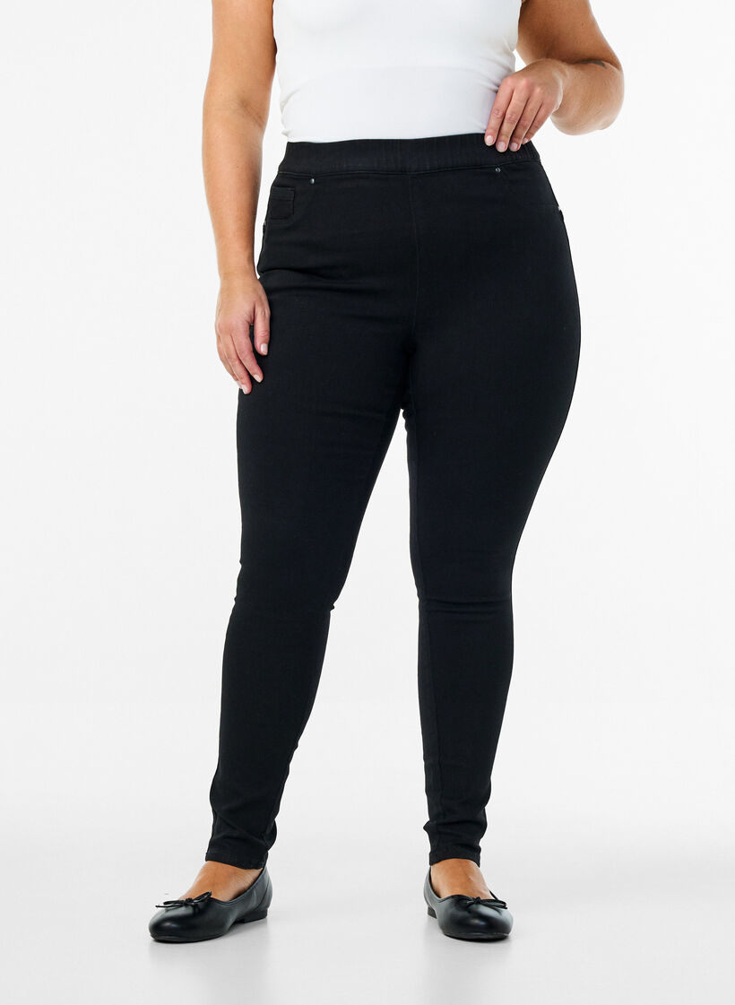 Jeggings met hoge taille, Zwart, Model image number 2