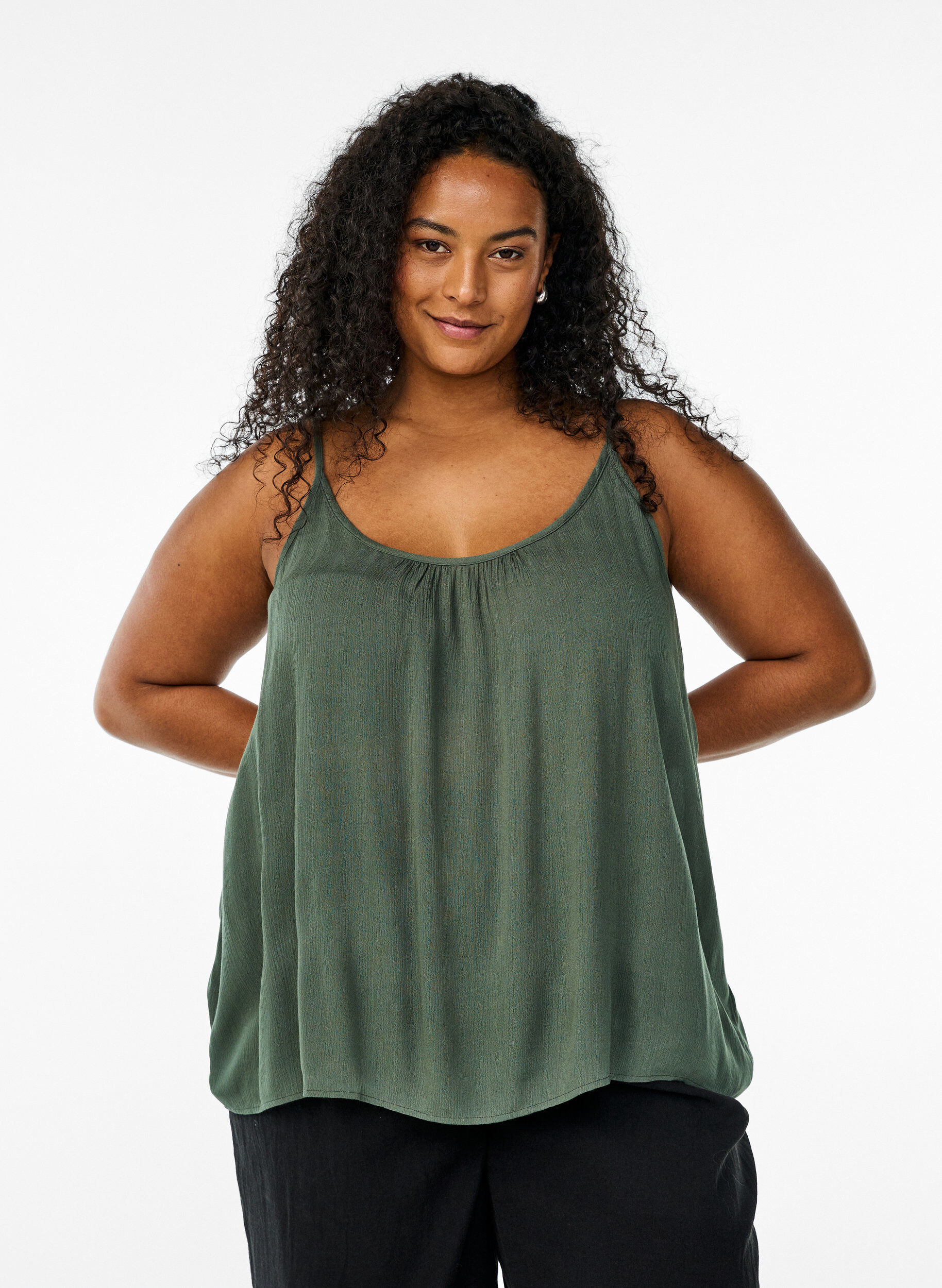 Strap top in viscose, Groen, Model