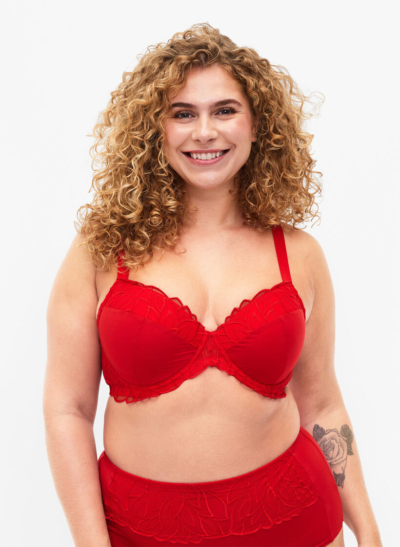 Gevoerde beha met kant, Salsa, Model image number 0