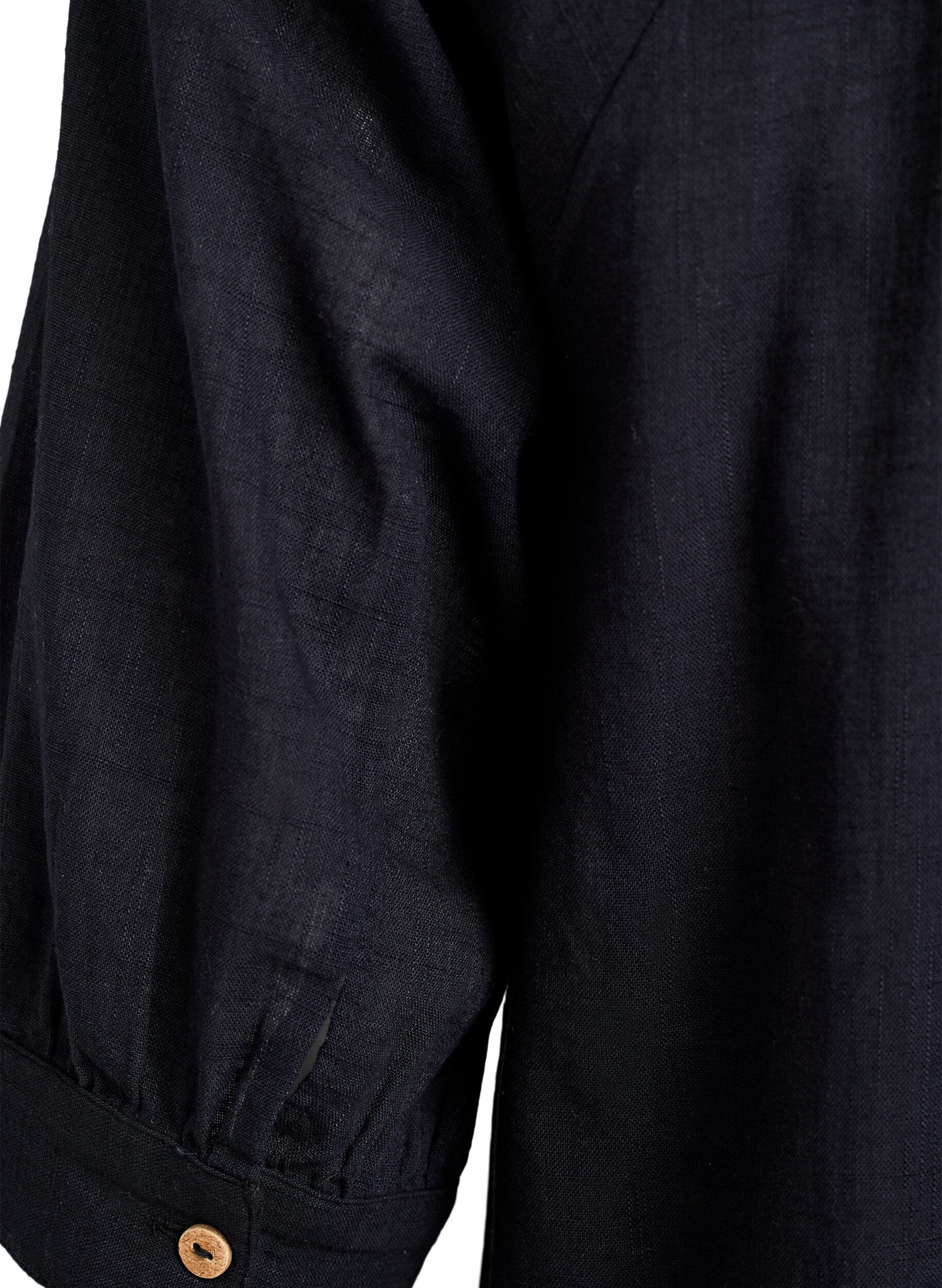 ZizziKatoenen tuniek met V-hals, Zwart, Packshot image number 3