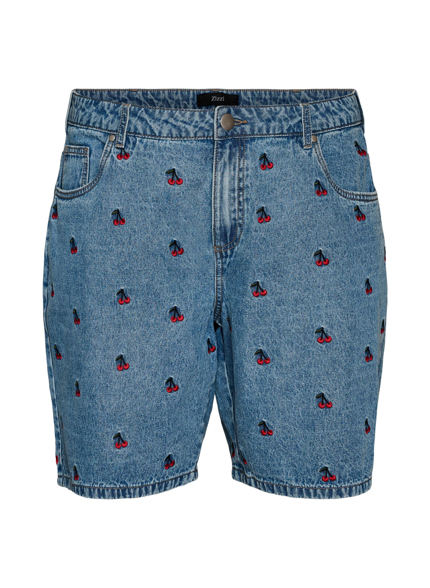 Short en jean brod&eacute;