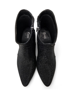 ZizziWide fit - Enkellaarzen met rhinestones, Zwart, Packshot image number 2