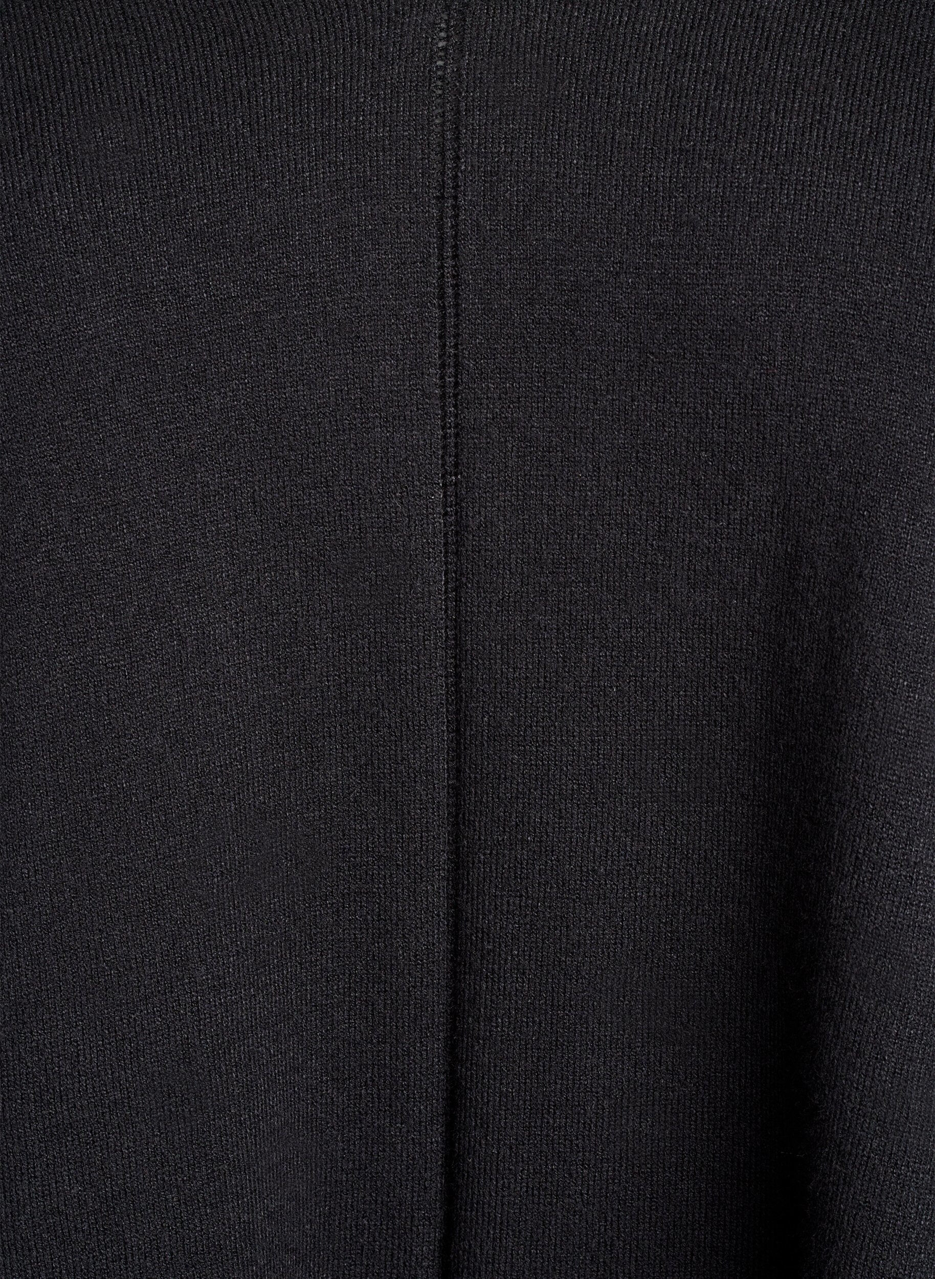 ZizziFijngebreide blouse met V-hals en voorkantdetail, Zwart, Packshot image number 2