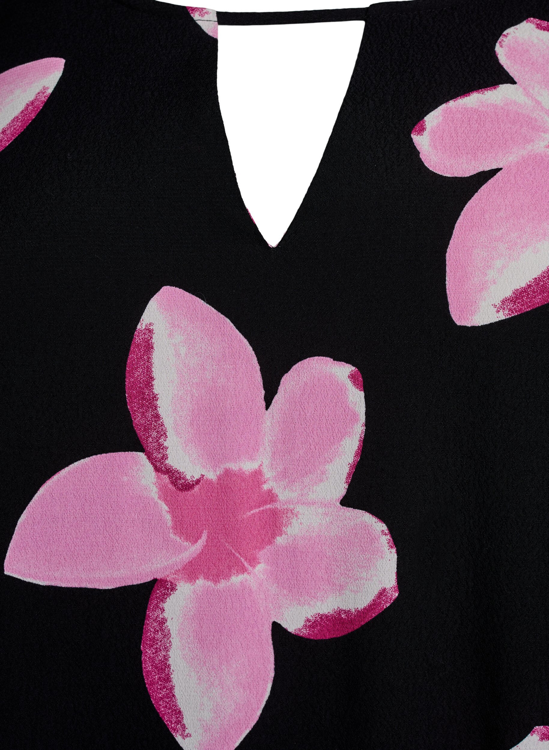ZizziViscose blouse met korte mouwen met print, Zwart, Packshot image number 2