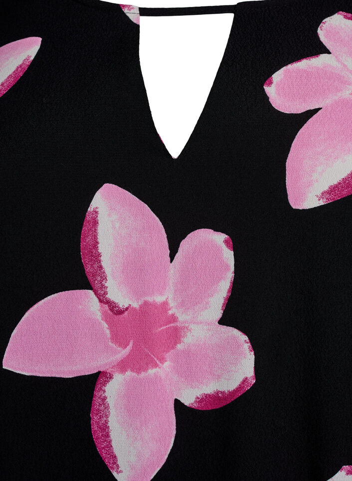 Viscose blouse met korte mouwen met print, Zwart, Packshot image number 2