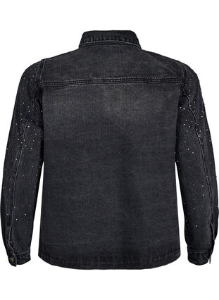 ZizziDenimjas met rhinestones en grote zakken aan de voorkant, Grey Denim, Packshot image number 1