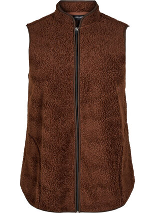 ZizziTeddy fleece gilet met ritssluiting en zakken, Hot Fudge, Packshot image number 0