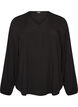 Viscose blouse met V-hals en lange mouwen, Zwart, Packshot image number 0