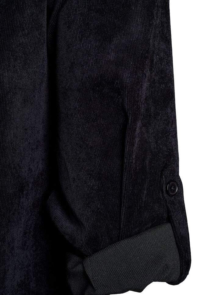 Fluwelen jurk met rits en 3/4 mouwen, Zwart, Packshot image number 3
