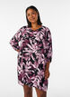 Korte viscose jurk met bloemenprint en 3/4 mouwen, Zwart, Model image number 0