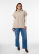 Gebreid vest met col en kabelpatroon, Beige, Model image number 1