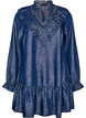 Korte jurk in denimlook met ruches, Blauw, Packshot image number 0