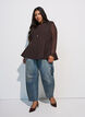 Gilet met peplumzoom en V-hals, Bruin, Model image number 1