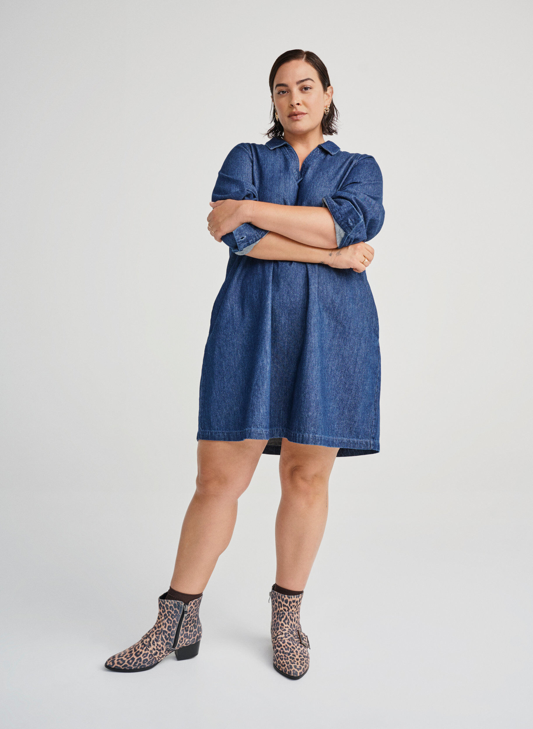 ZizziLuipaardprint enkellaars met gesp en studs, Bruin, Image image number 0