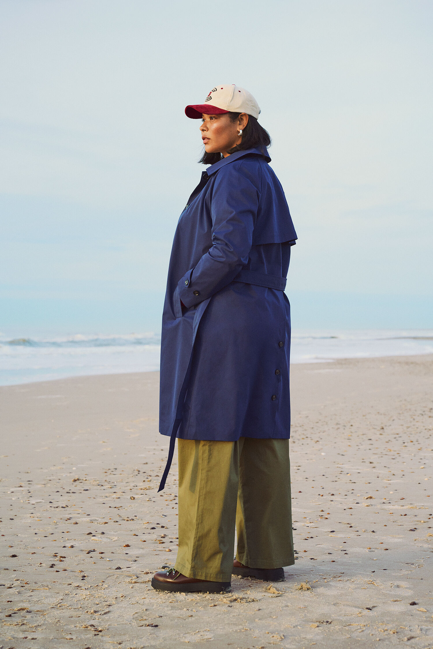ZizziBlauwe trenchcoat, , Model
