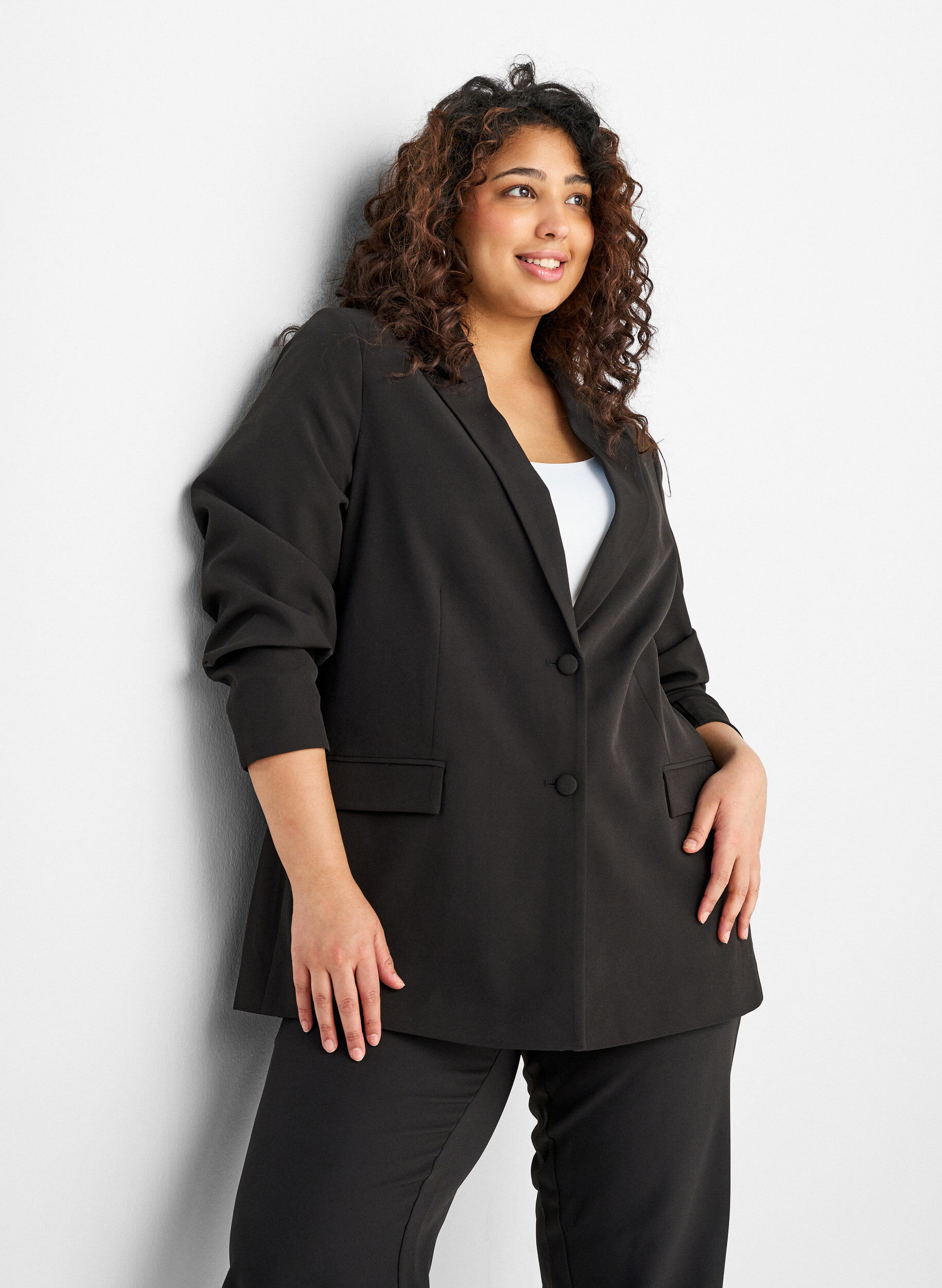 ZizziKlassieke blazer met knoopsluiting, Zwart, Model image number 3