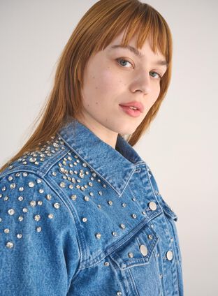 ZizziDenim jasje met glitters, , Model