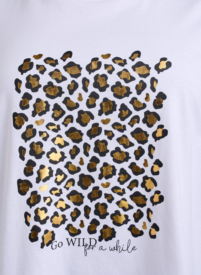 T-shirt met luipaardprint, Bright White w. Leo, Packshot image number 2