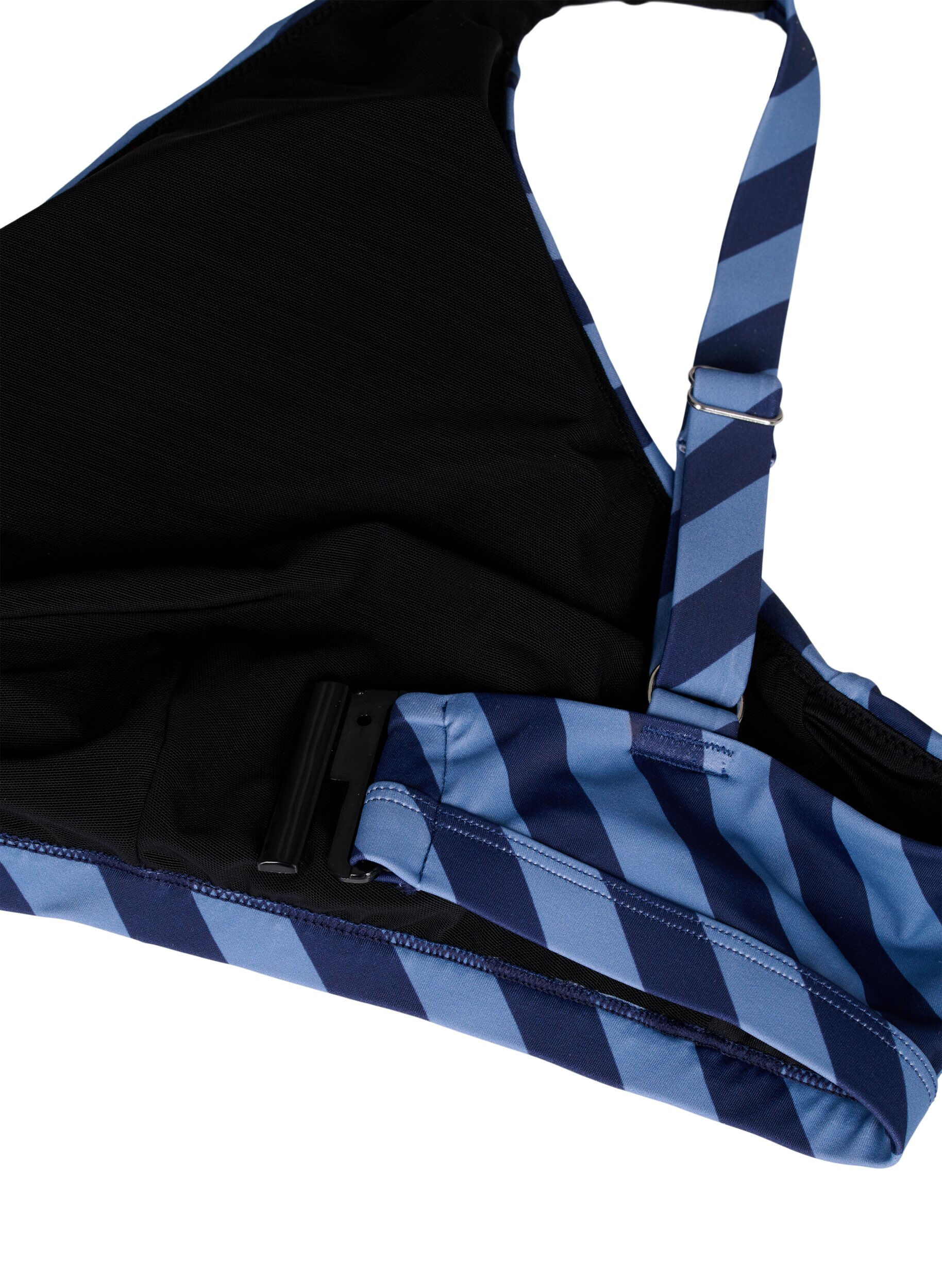 ZizziDriehoekige bikinitop met strepen en een wikkel detail, Blauw, Packshot image number 3