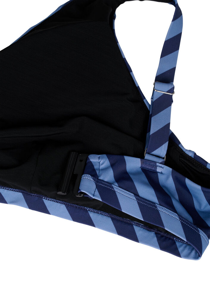 Driehoekige bikinitop met strepen en een wikkel detail, Blauw, Packshot image number 3