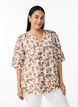 Blouse met luipaardprint en 1/2 mouwen, Wit, Model image number 0