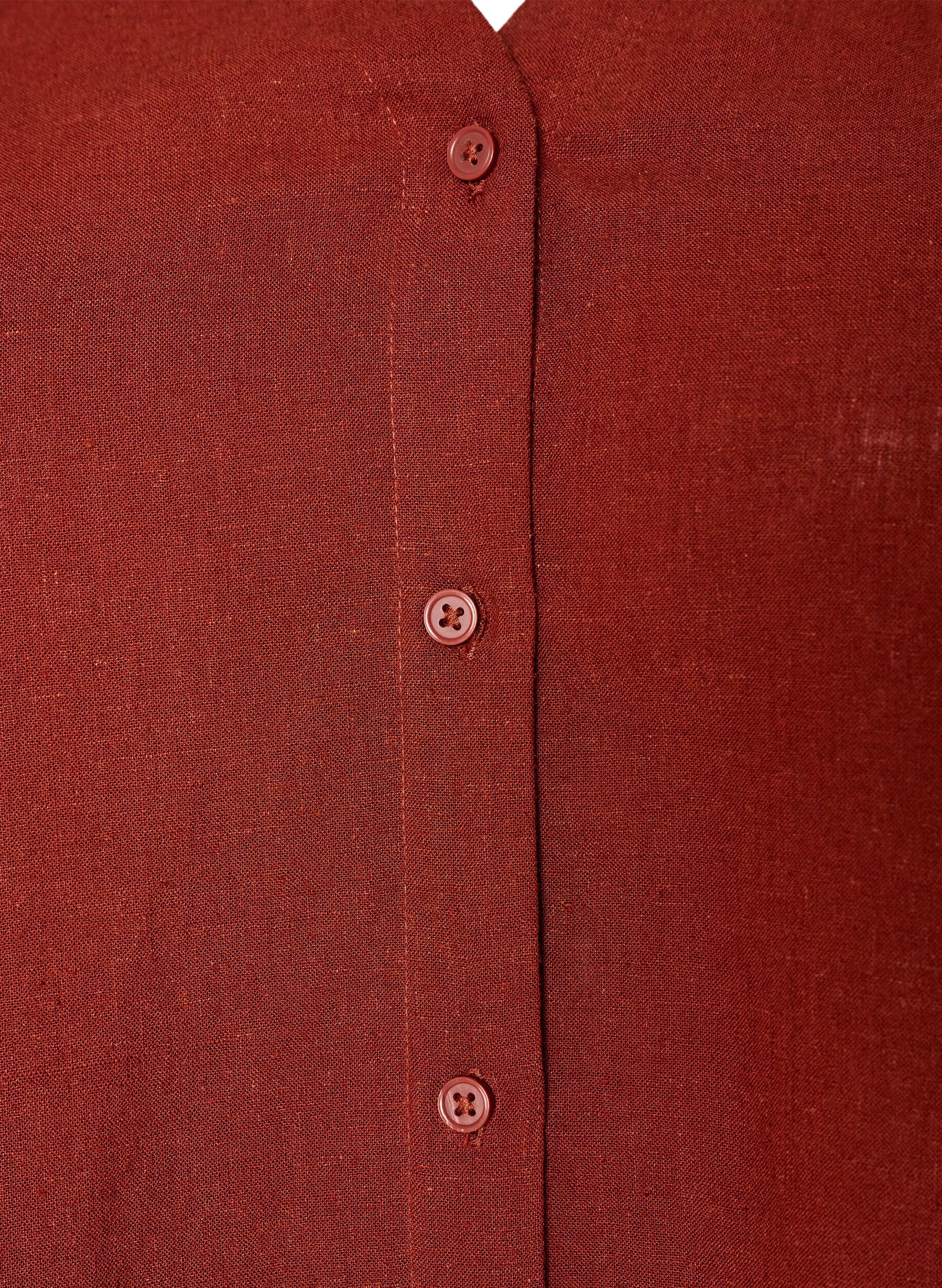 ZizziBlouse in linnen en viscose met V-hals, Rood, Packshot image number 2