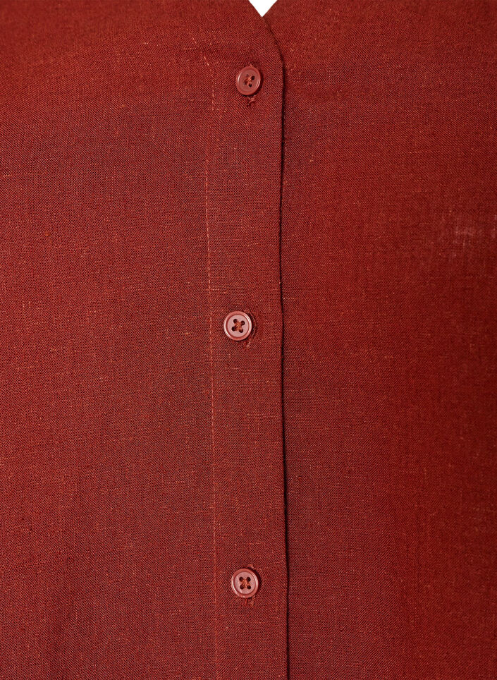 Blouse in linnen en viscose met V-hals, Rood, Packshot image number 2