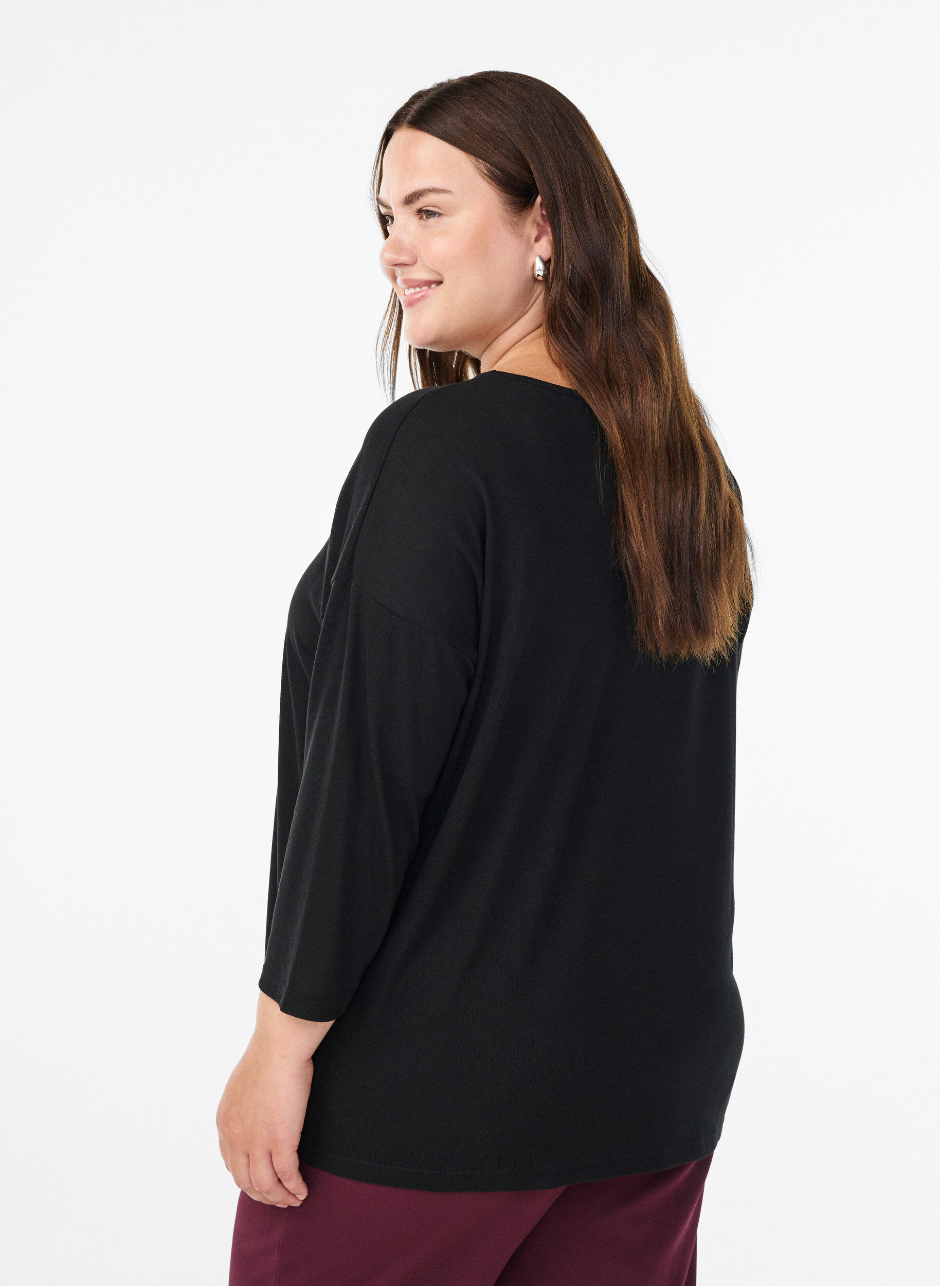 ZizziJersey blouse met 3/4 mouwen, Zwart, Model image number 2