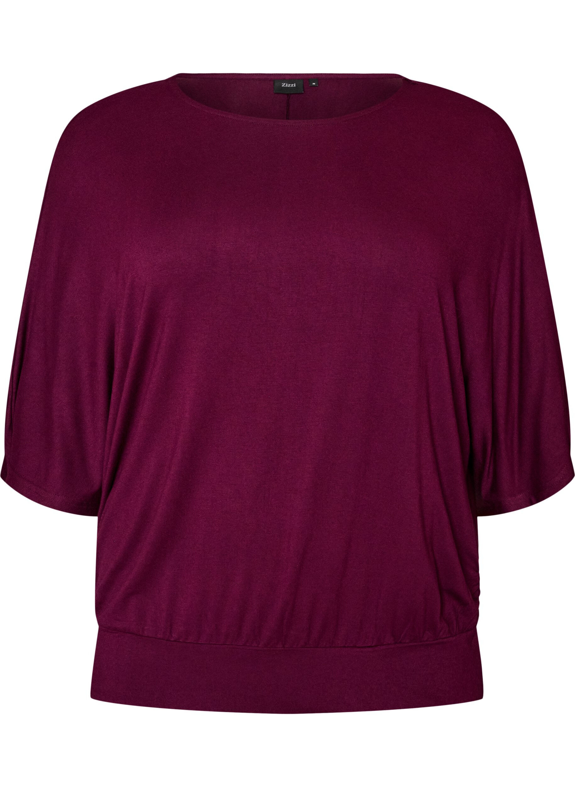 Jersey blouse met halflange ballonmouwen