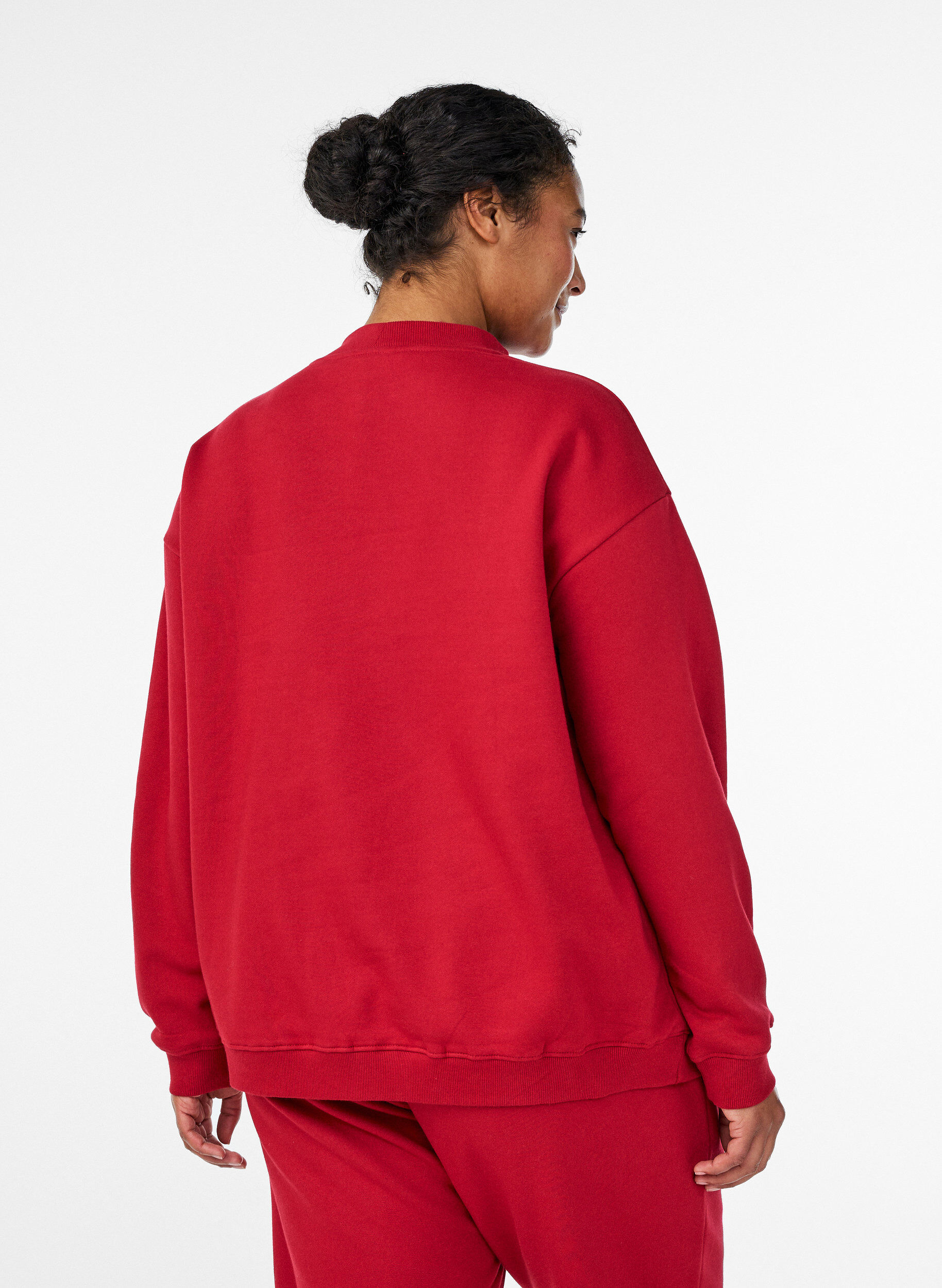 ZizziSweatshirt met hoge kraag en lange mouwen, Rood, Model image number 2