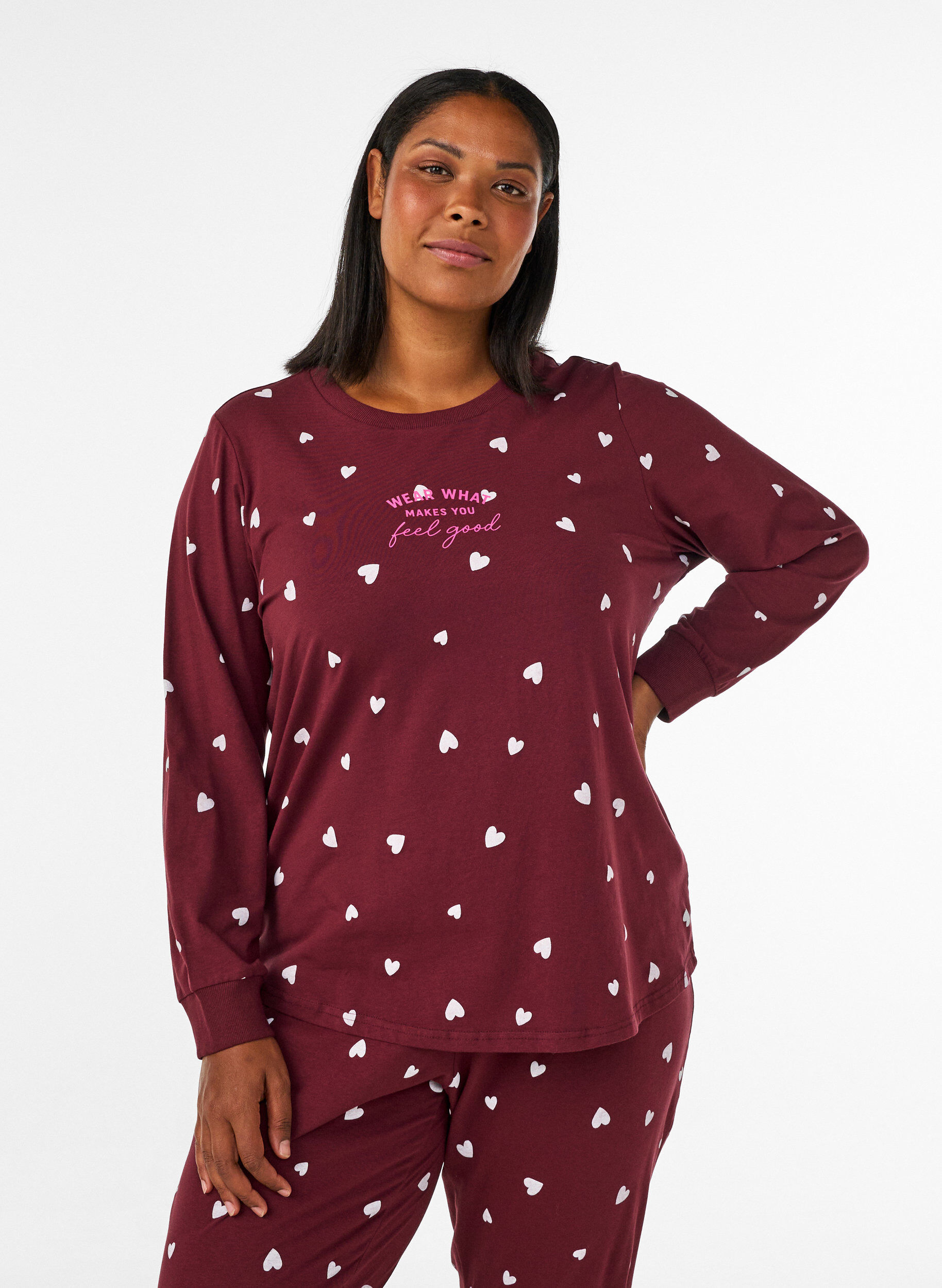 Nachtblouse met een print, Rood, Model