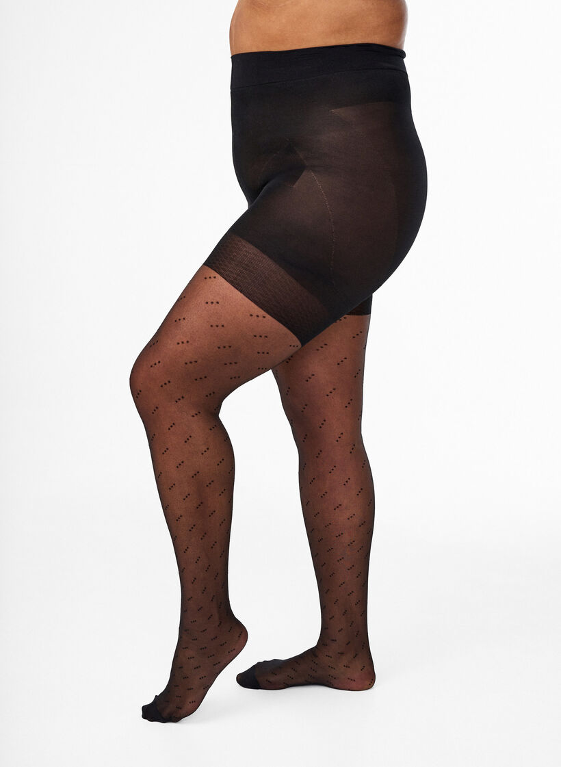 25 denier push-up panties met een stippenpatroon, Zwart, Model image number 0