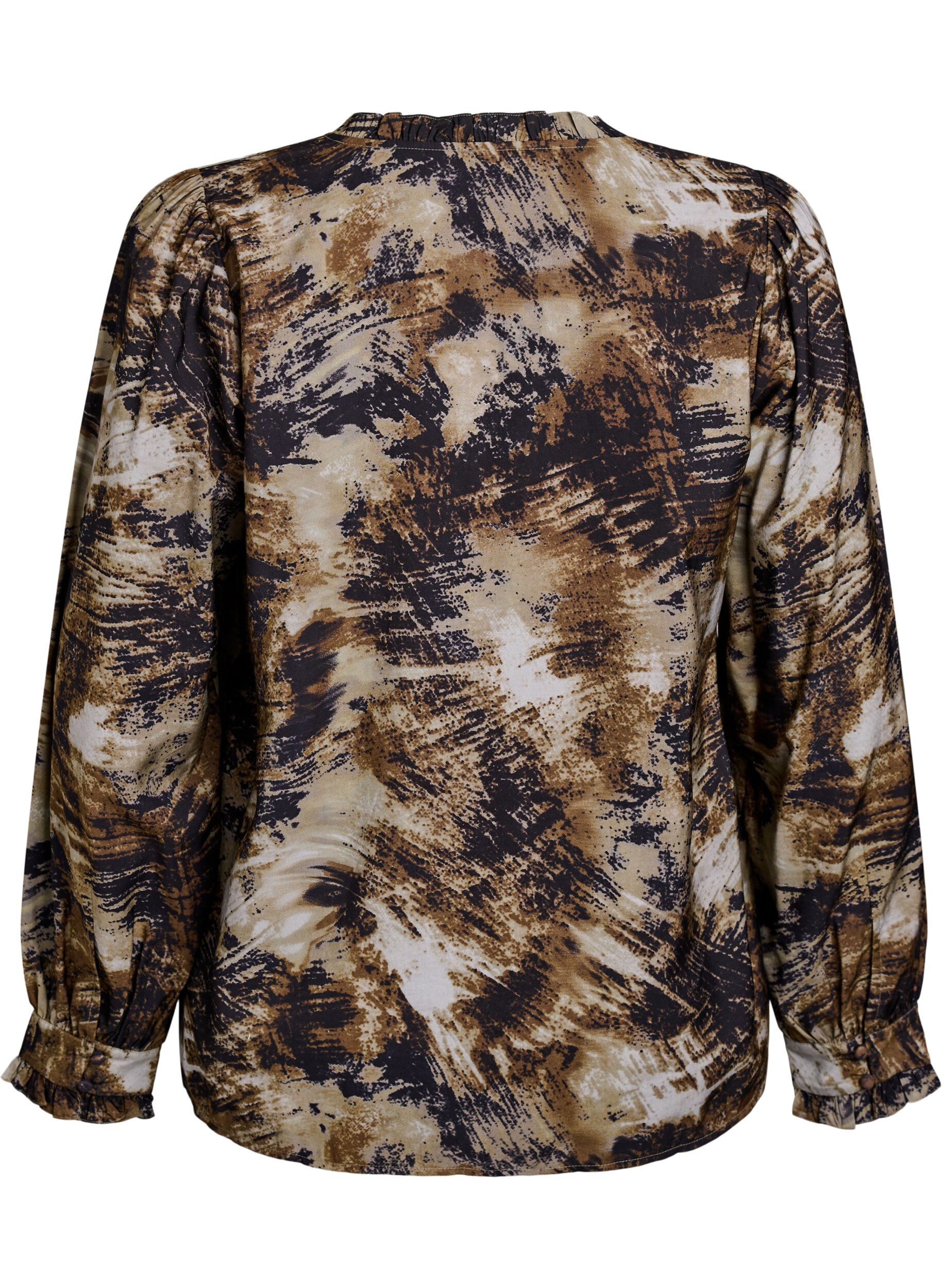 ZizziBedrukte blouse met knopen, Groen, Packshot image number 1