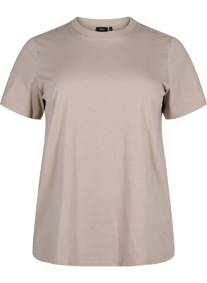 Basic katoenen T-shirt met ronde hals, Silver Mink, Packshot