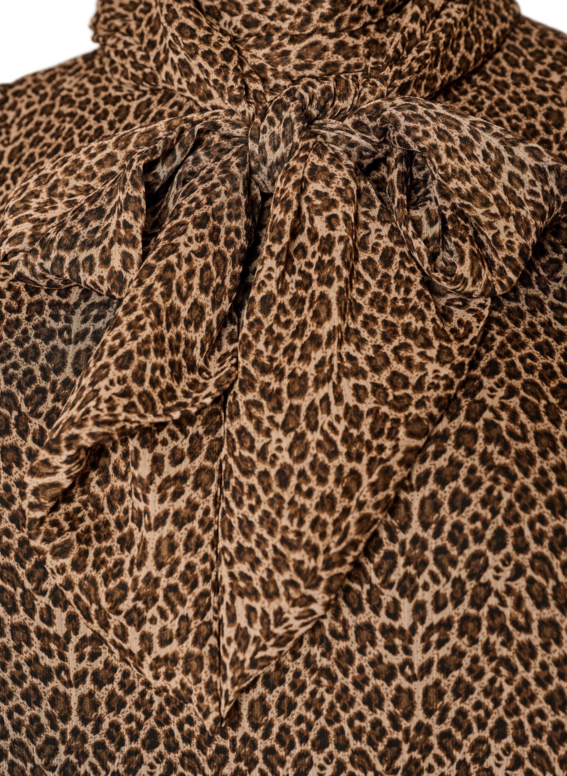 ZizziMouwloze blouse met hoge hals en een strik, Bruin, Packshot image number 2