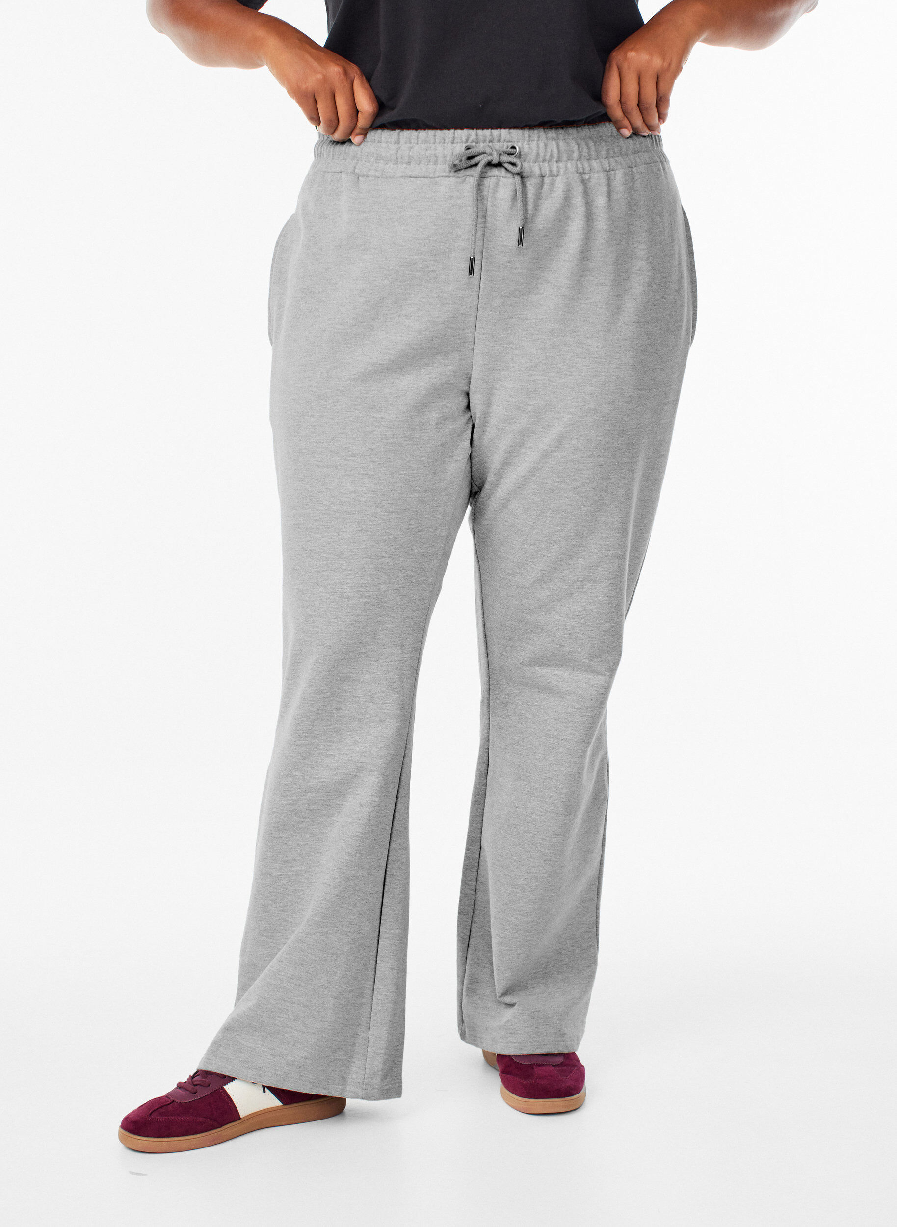 ZizziFlared sweatpants met high waist, Grijs, Model image number 2