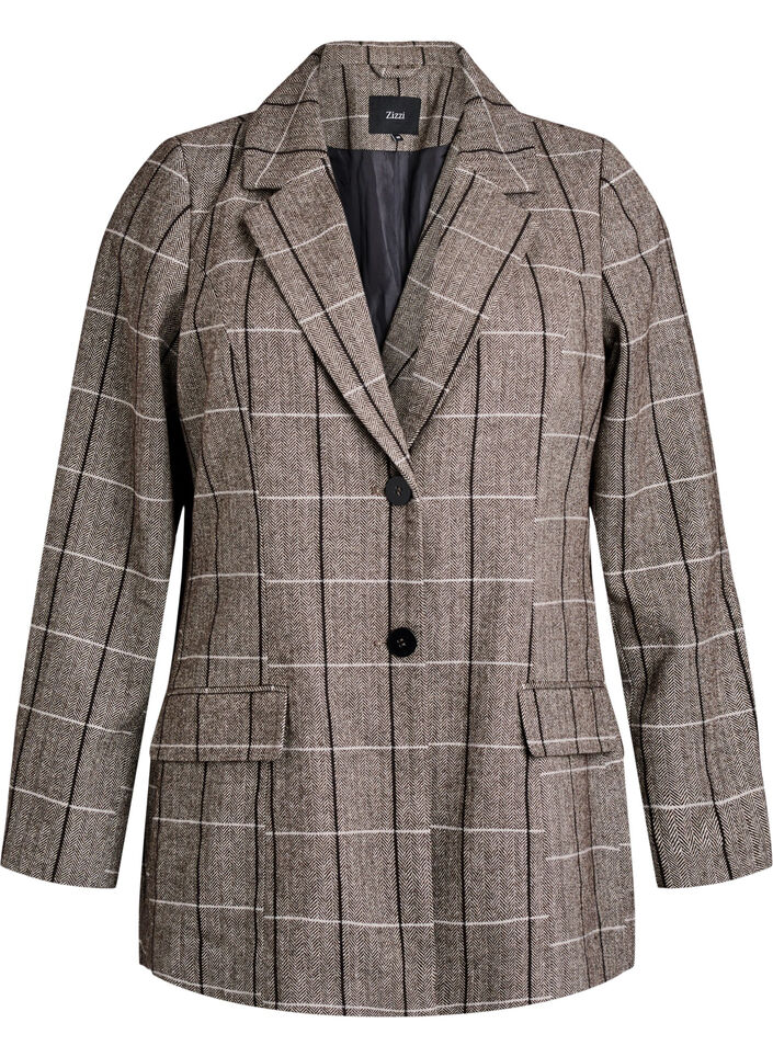 Klassieke geruite blazer, Grey Check, Packshot