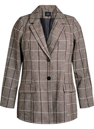 ZizziKlassieke geruite blazer, Grey Check, Packshot image number 0