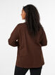 T-shirt met lange mouwen, V-hals en knopen, Bruin, Model image number 2