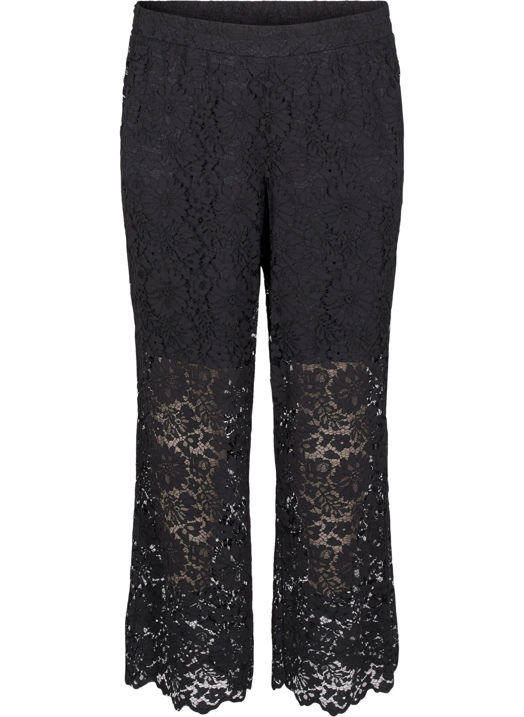 Kanten broek met hoge taille en zakken