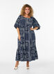 Enkel-lange jurk in viscose met paisleyprint en korte mouwen, Blauw, Model image number 0