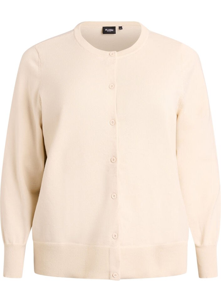 Fijngebreide vest met ronde hals, Beige, Packshot image number 0