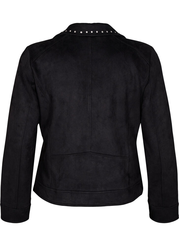 Imitatie suède bikerjack met studs, Black, Packshot
