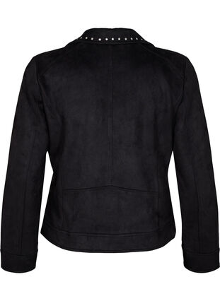 ZizziImitatie suède bikerjack met studs, Black, Packshot image number 1