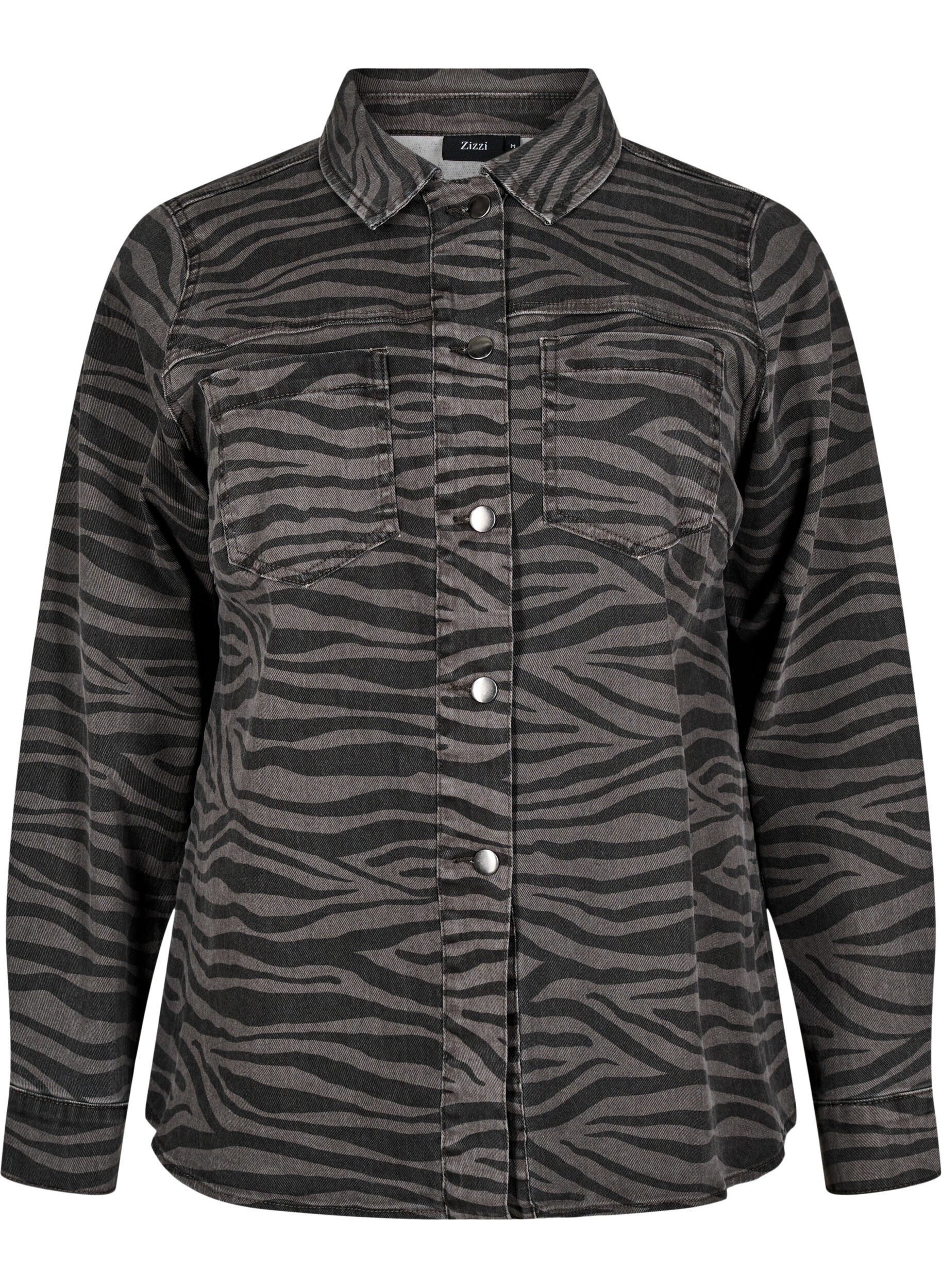 Zebra print denim shirt met knopen