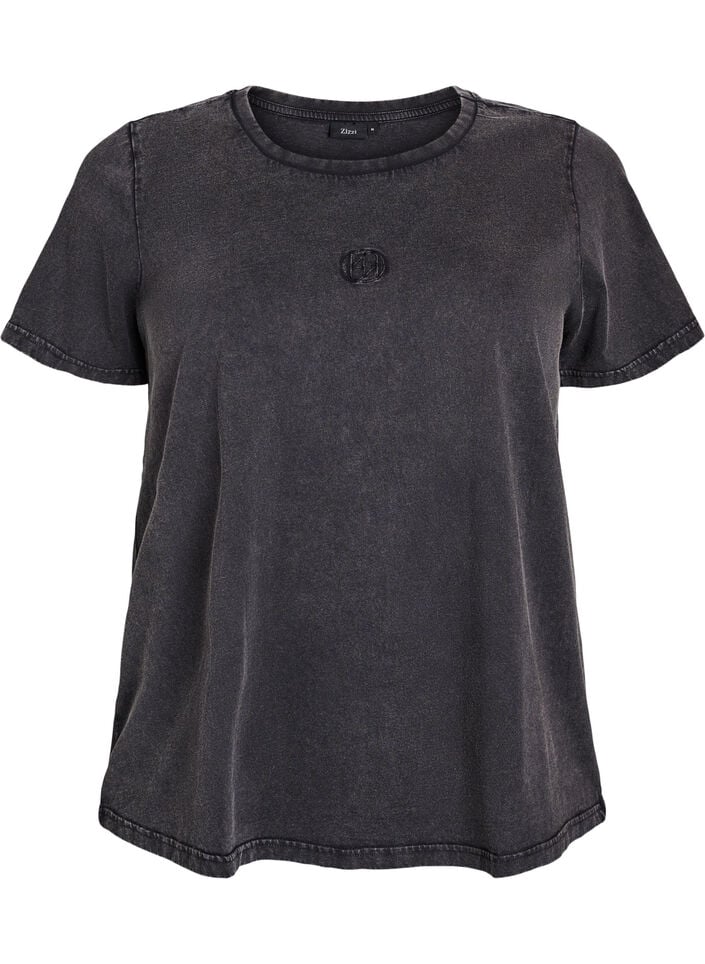 T-shirt in biologische katoen met een gewassen look, Grey Washed, Packshot