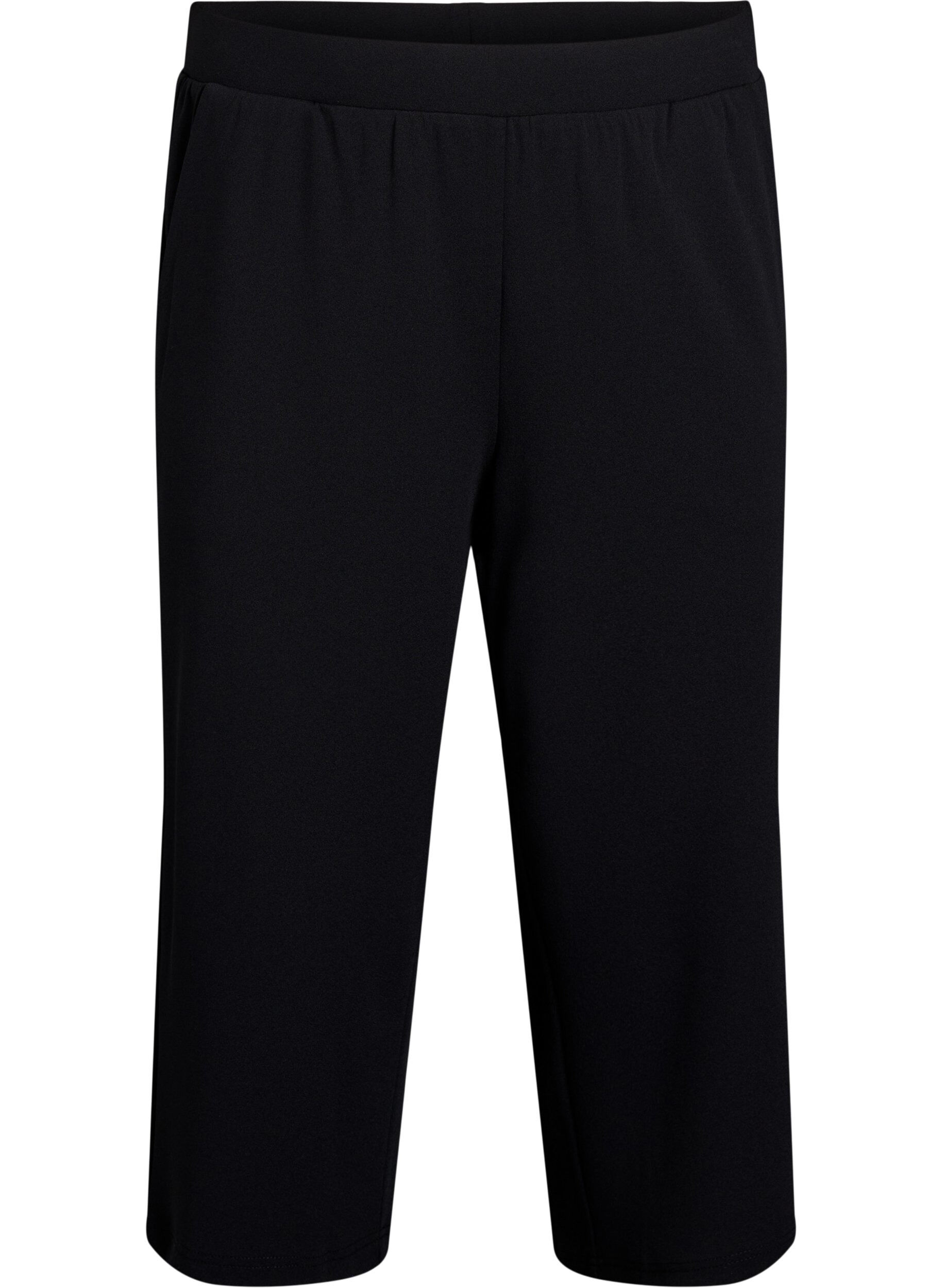 ZizziHoog getailleerde kniebroek met losse pasvorm, Zwart, Packshot image number 0