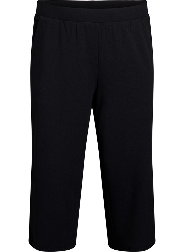 Hoog getailleerde kniebroek met losse pasvorm, Zwart, Packshot image number 0