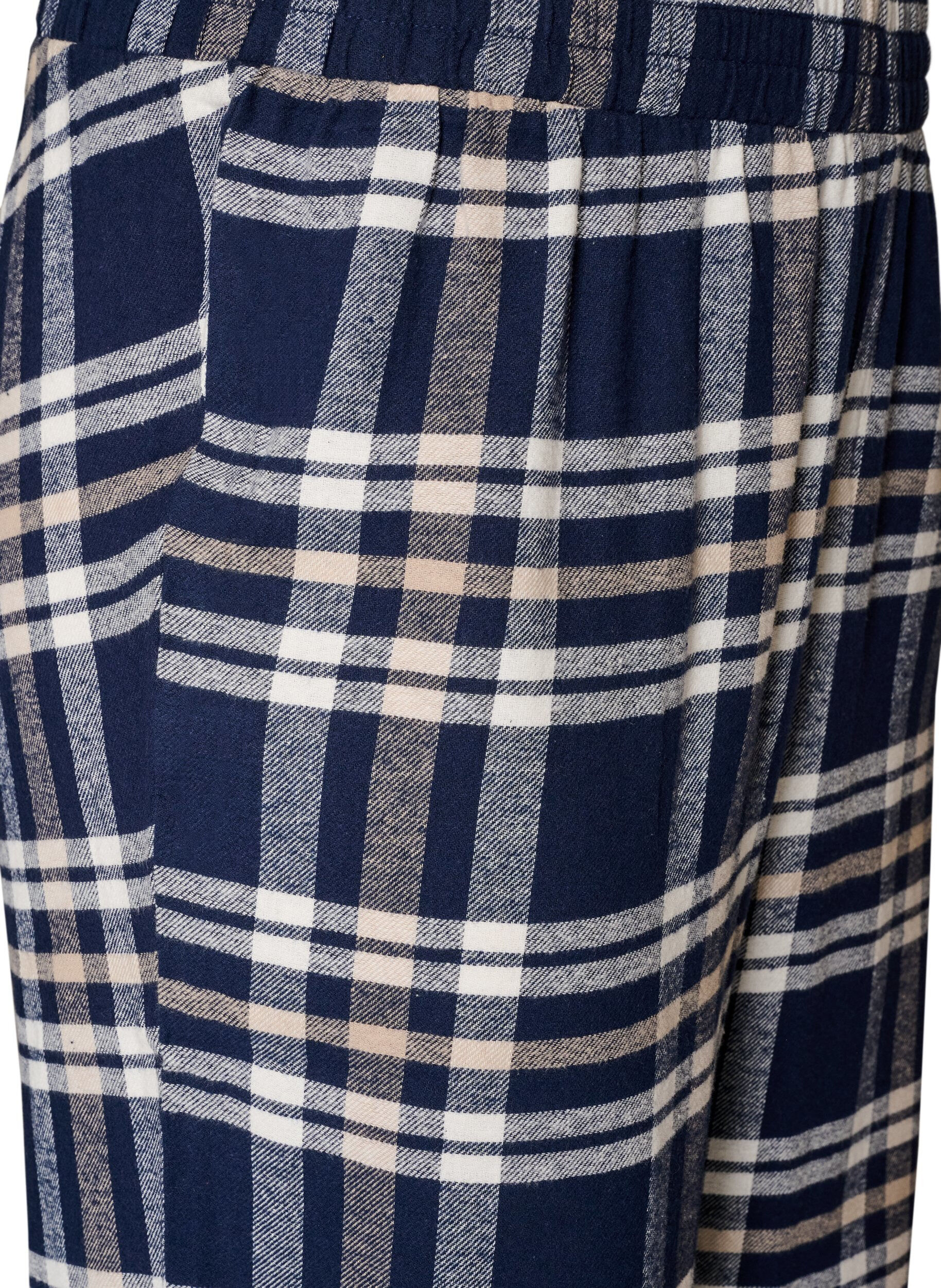 ZizziGeruite katoenen pyjamabroek, Blauw, Packshot image number 2